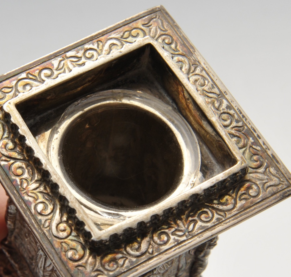 An early twentieth century silver inkwell, the Neoclassical column form embellished with stylised - Image 6 of 8
