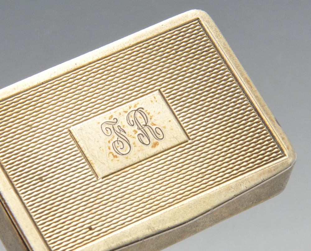 A 1960's silver-gilt small snuff or pill box, having engine-turned panel with central initialled - Image 4 of 4