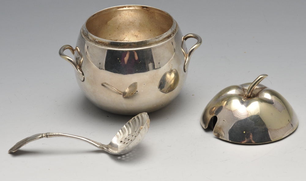 A selection of plated ware to include a novelty apple condiment pot by Mappin & Webb, spirit kettle, - Image 2 of 10