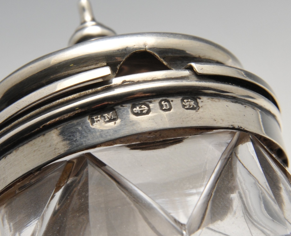 A late Victorian silver cruet stand for five bottles, having central baluster stem leading to a - Image 6 of 8