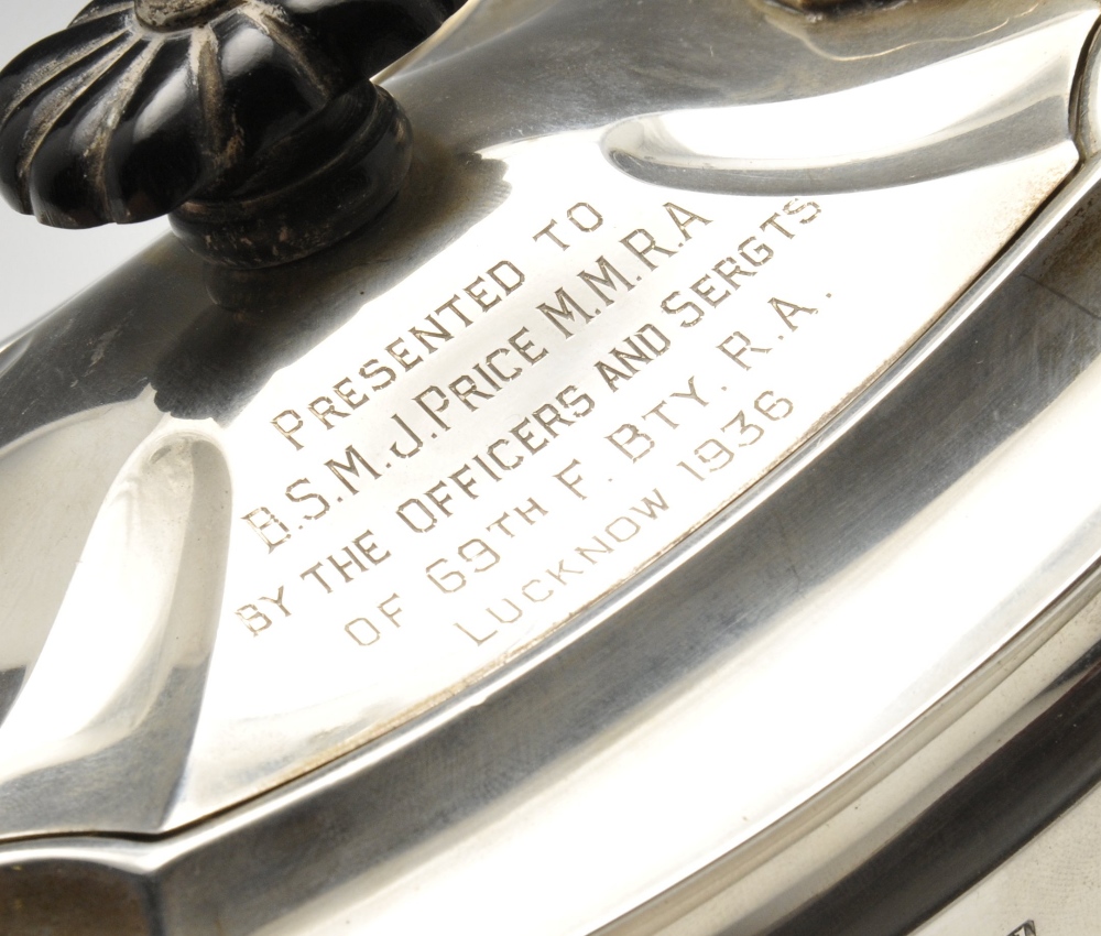 An Edwardian silver bachelor teapot, of part fluted form having presentation inscription to the - Image 2 of 6