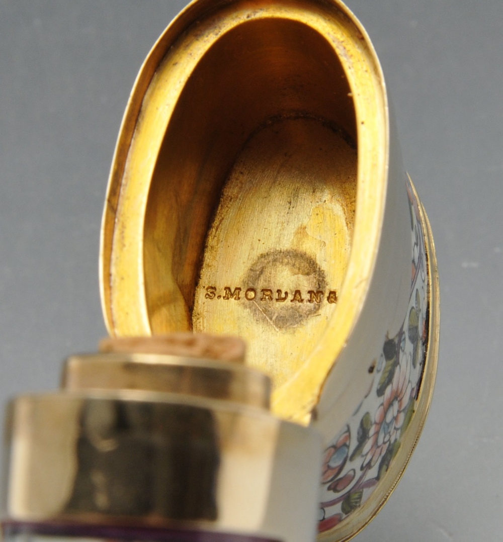 A gold and enamel combination scent bottle by Sampson Mordan & Co., the tapered florally enamelled - Image 5 of 6