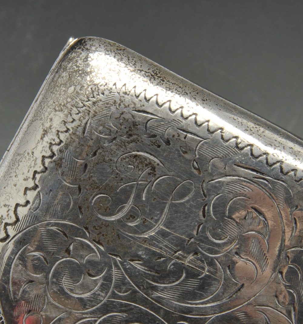 Two 1920's silver cigarette cases, the first of rounded square form with foliate scroll engraving - Image 4 of 15