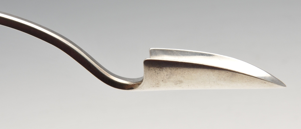 A Victorian silver Fiddle pattern cheese scoop. Hallmarked Chawner & Co (George William Adams), - Image 3 of 5
