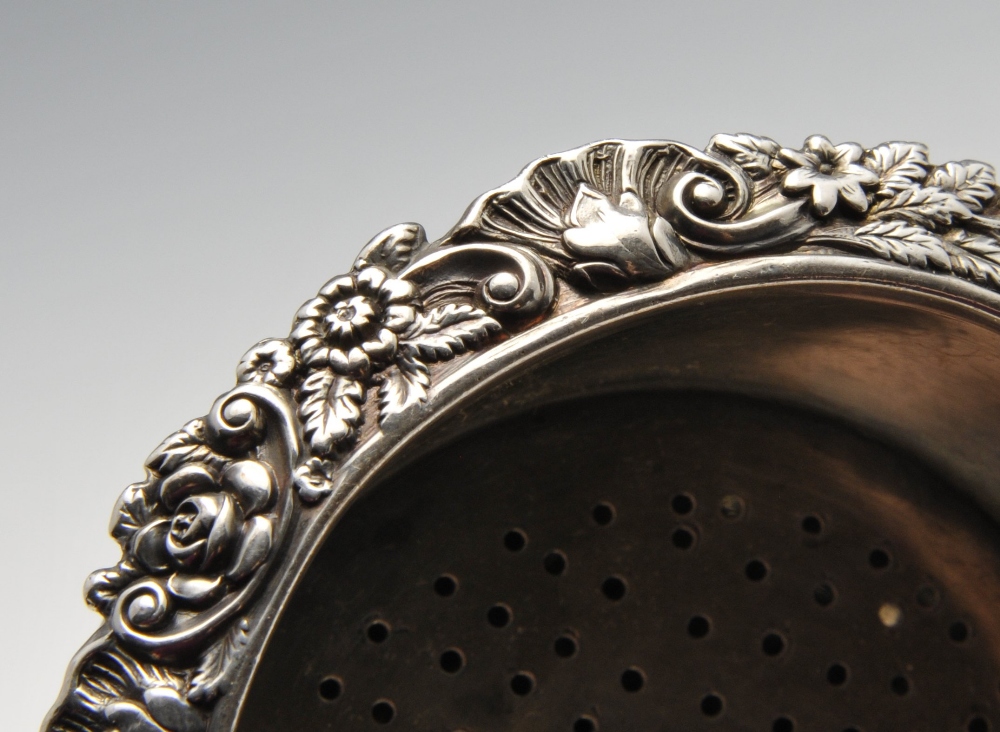 A George III provincial silver wine funnel, the bulbous body crested and with detachable sieve and - Image 4 of 7