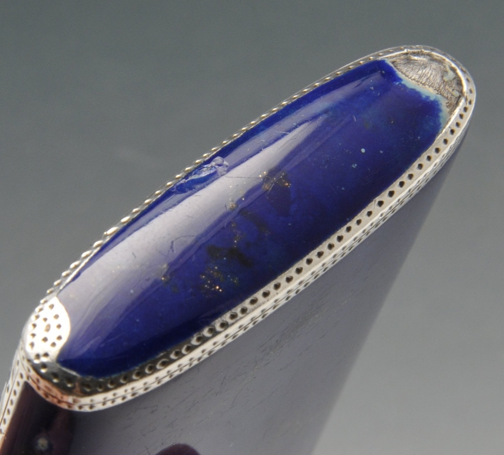 A German silver and enamel snuff box, the curved rectangular form having punched and stippled - Image 7 of 7