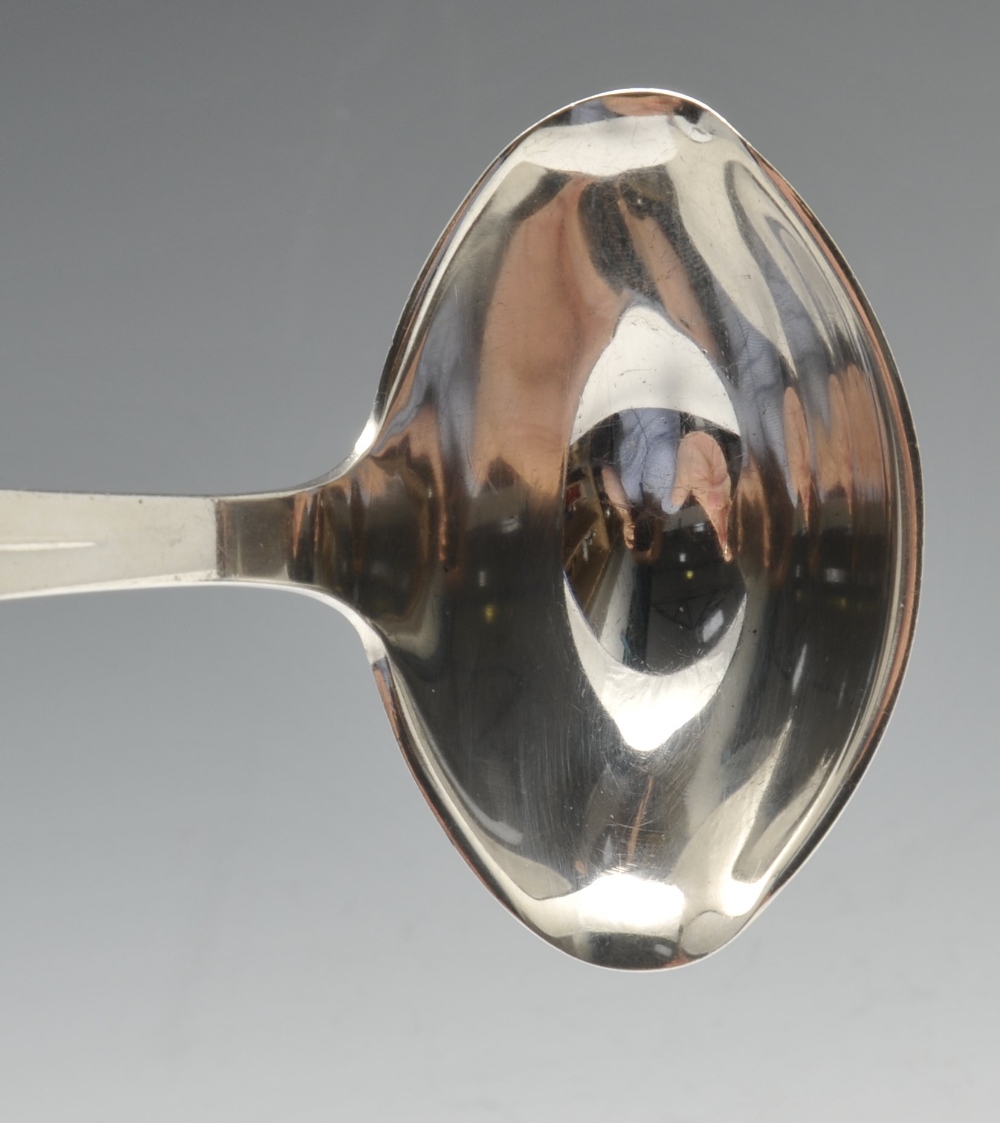 A 1940's Danish silver warming pan of plain circular form and ebonised handle, together with a - Image 8 of 9