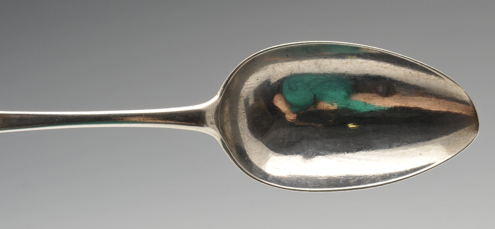 A pair of George III Old English pattern silver table spoons with initialled terminal and extended - Image 5 of 6