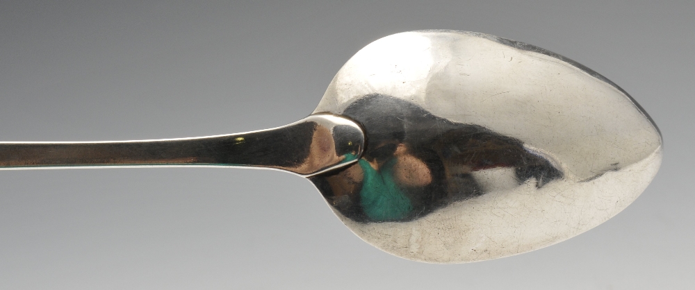 A George III silver Old English serving spoon with initialled terminal. Hallmarked William Eley & - Image 5 of 6