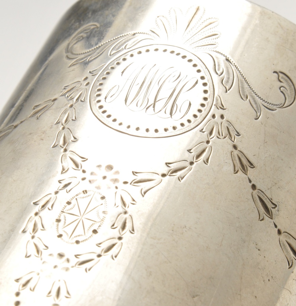 An Edwardian silver christening mug of cylindrical outline to a footed base and C shape handle, - Image 3 of 4