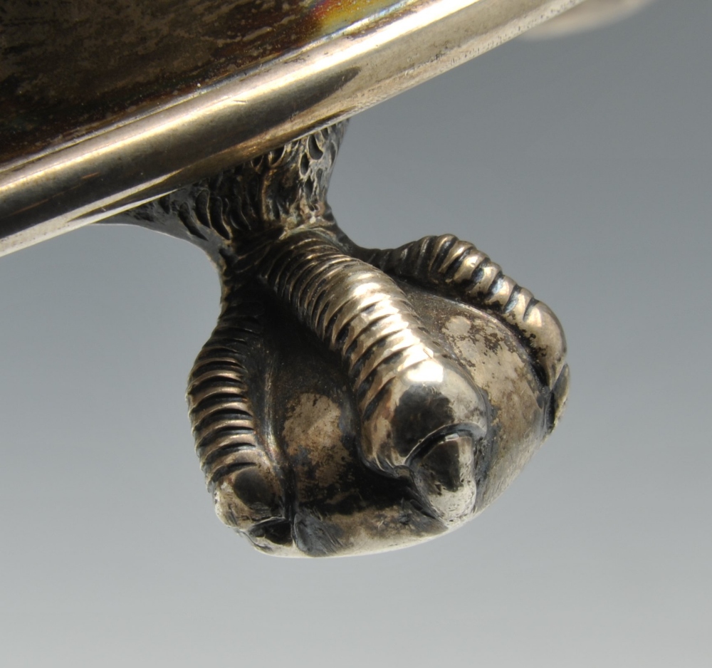 An early twentieth century silver dish of oval form, the sides with simple hole piercing, engraved - Image 4 of 8