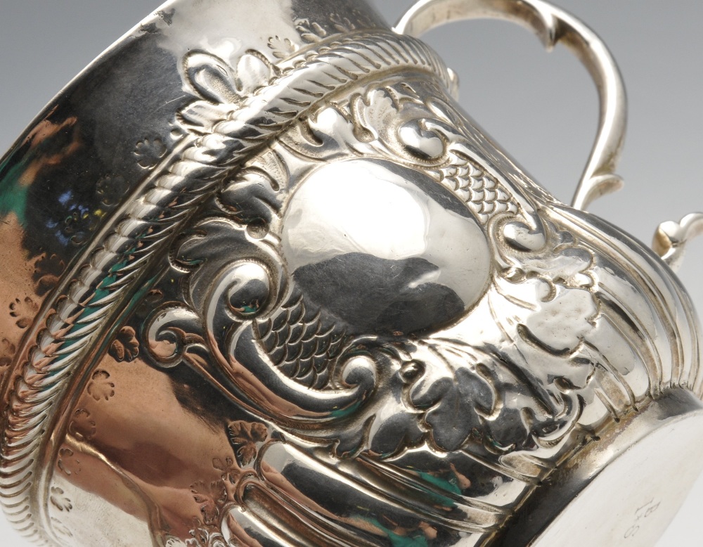 A George I silver porringer, the typical form with fluted lower body rising to the foliate scroll - Image 3 of 5