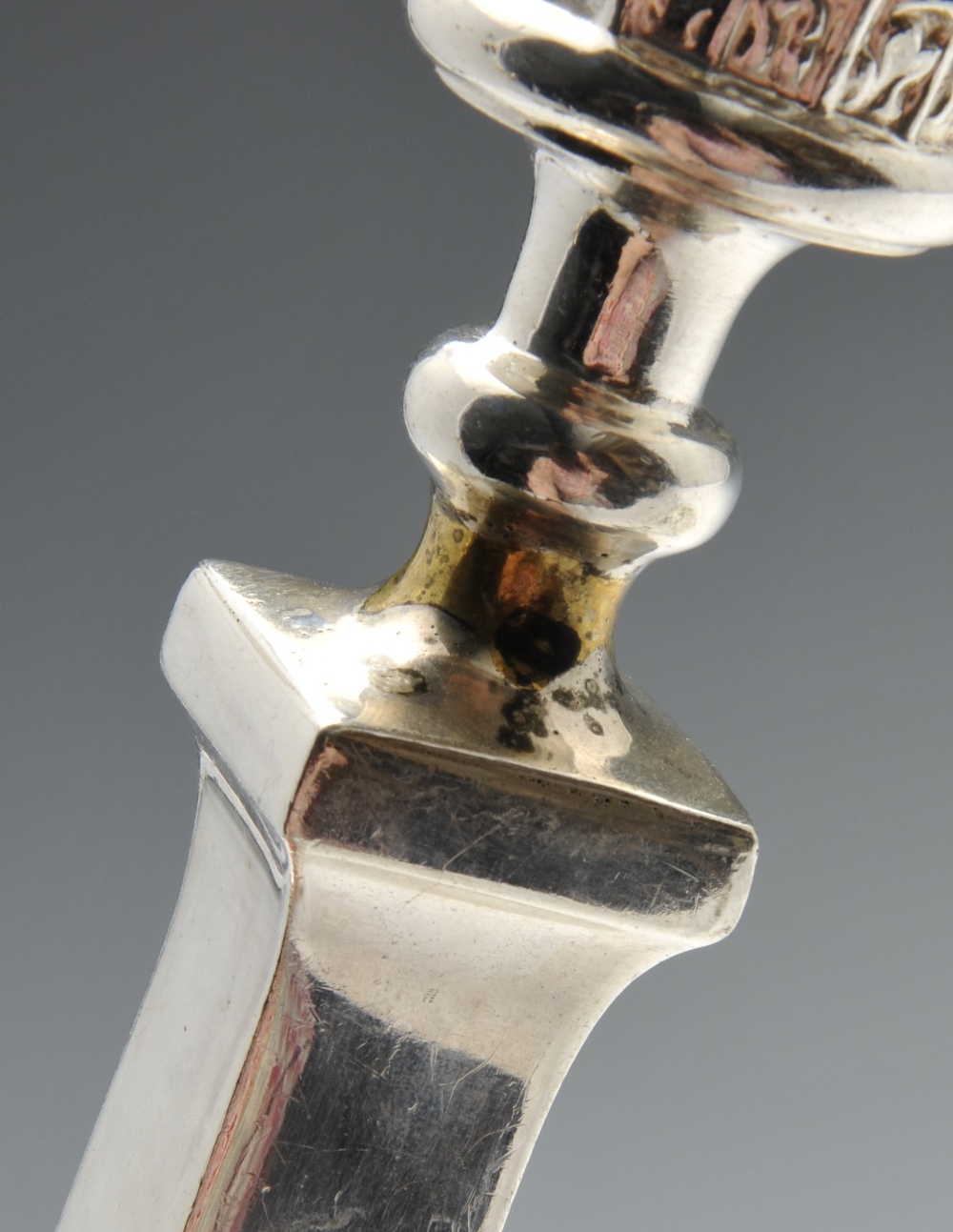 A pair of mid-twentieth century silver candlesticks, each with a stepped square base having beaded - Image 7 of 8