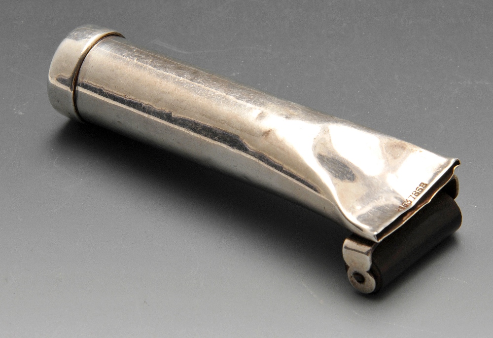 An early twentieth century silver mounted stamp roller, the screw on cap with engraved initials.