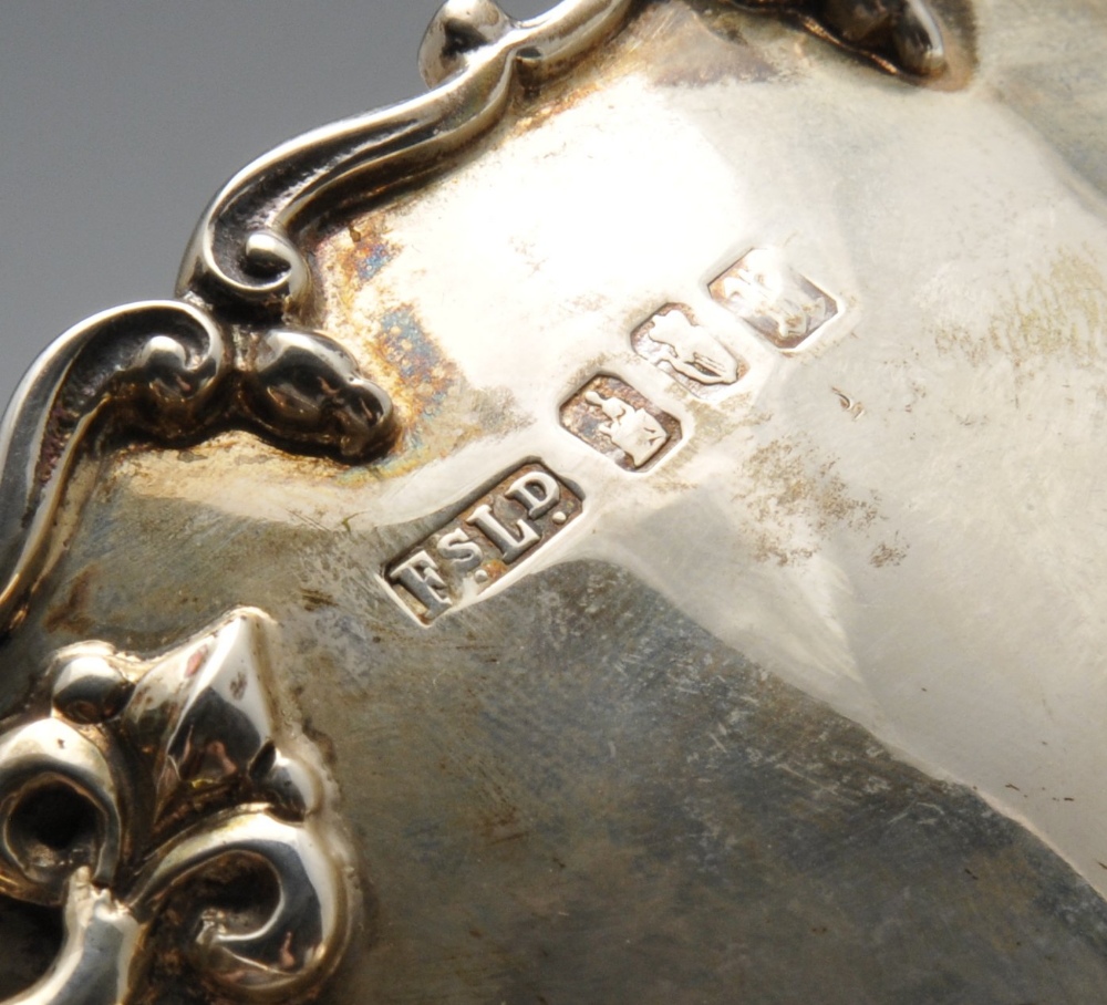 An early twentieth century Irish cased silver bowl and spoon, the conical bowl with applied scroll - Image 3 of 8