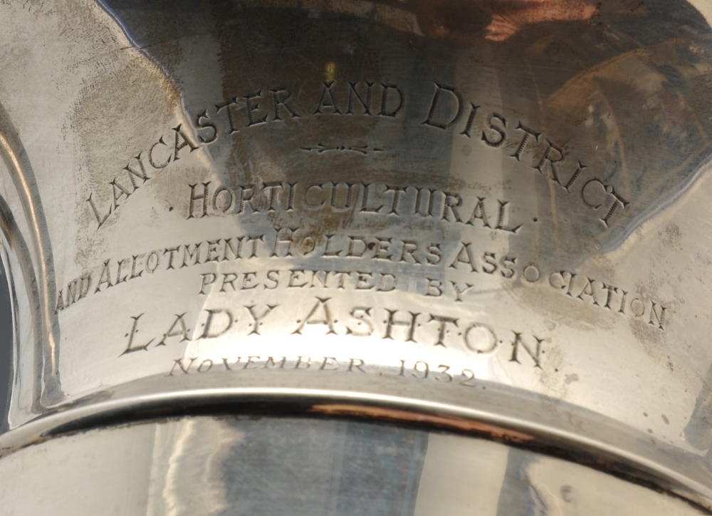 A 1930's silver twin-handled trophy cup of campana form with presentation engraving to one side, - Image 3 of 6