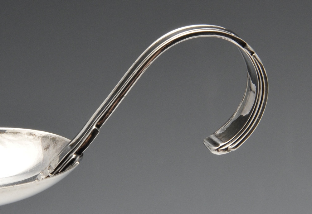 A mid-twentieth century Italian silver caddy spoon with initial engraved oval bowl and simple curved - Image 4 of 9
