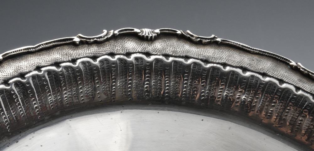 A mid-twentieth century Italian silver platter of circular form with applied and scrolled rim to a - Image 4 of 7