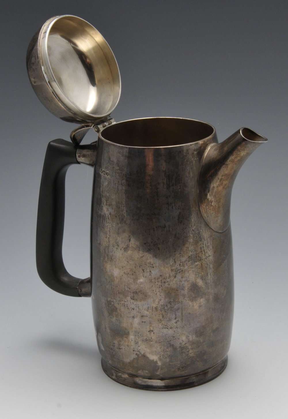 A 1960's silver hot water pot by Chesterfield College Of Art, the plain slightly tapered body with - Image 3 of 3