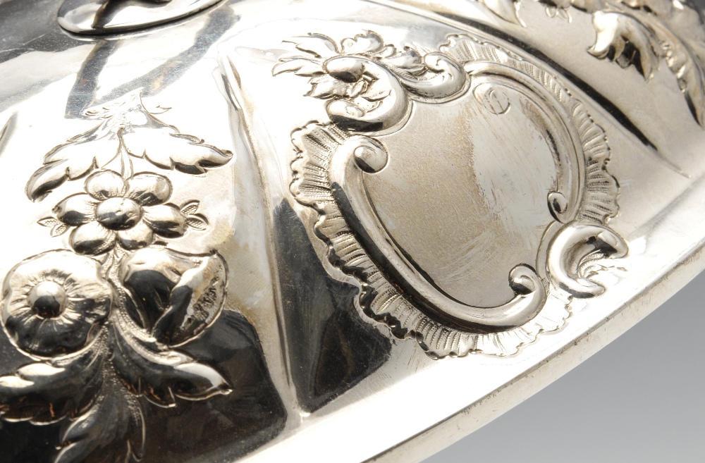 A George III silver entree dish and cover, the oval form with reeded rim and twin handles and - Image 7 of 9