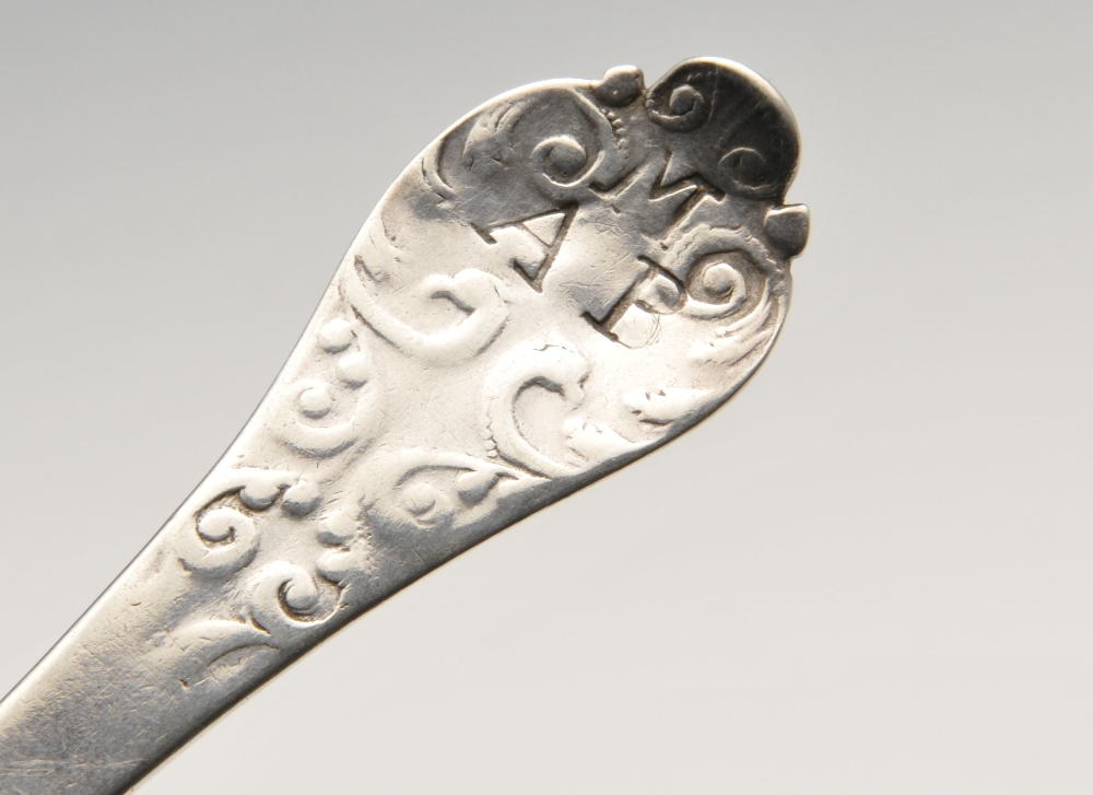 A William III, silver Laceback Trefid spoon with initialled terminal. Hallmarked Isaac Davenport, - Image 3 of 7