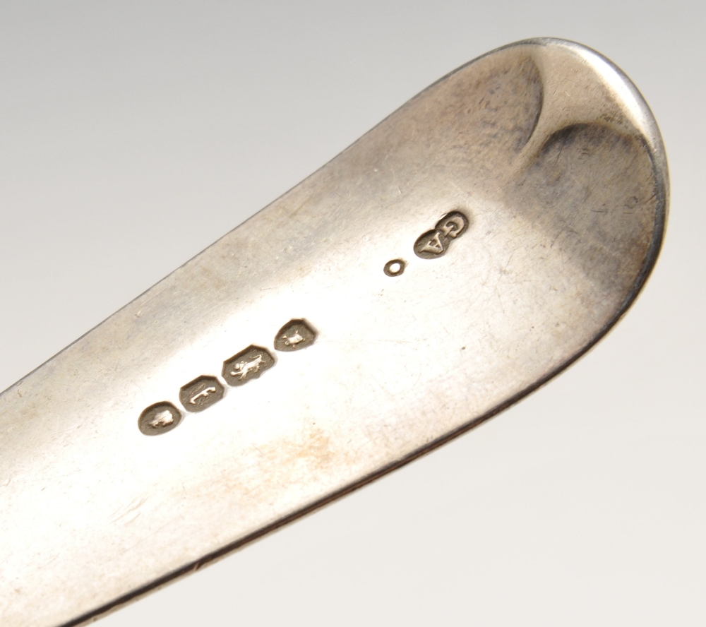 A Victorian silver Fiddle pattern cheese scoop. Hallmarked Chawner & Co (George William Adams), - Image 2 of 5