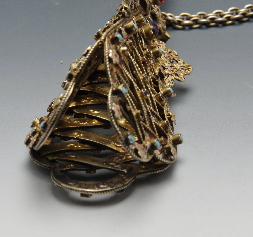 A nineteenth century cased gilt posy holder, the tapered interlaced openwork body with trefoil - Image 13 of 14