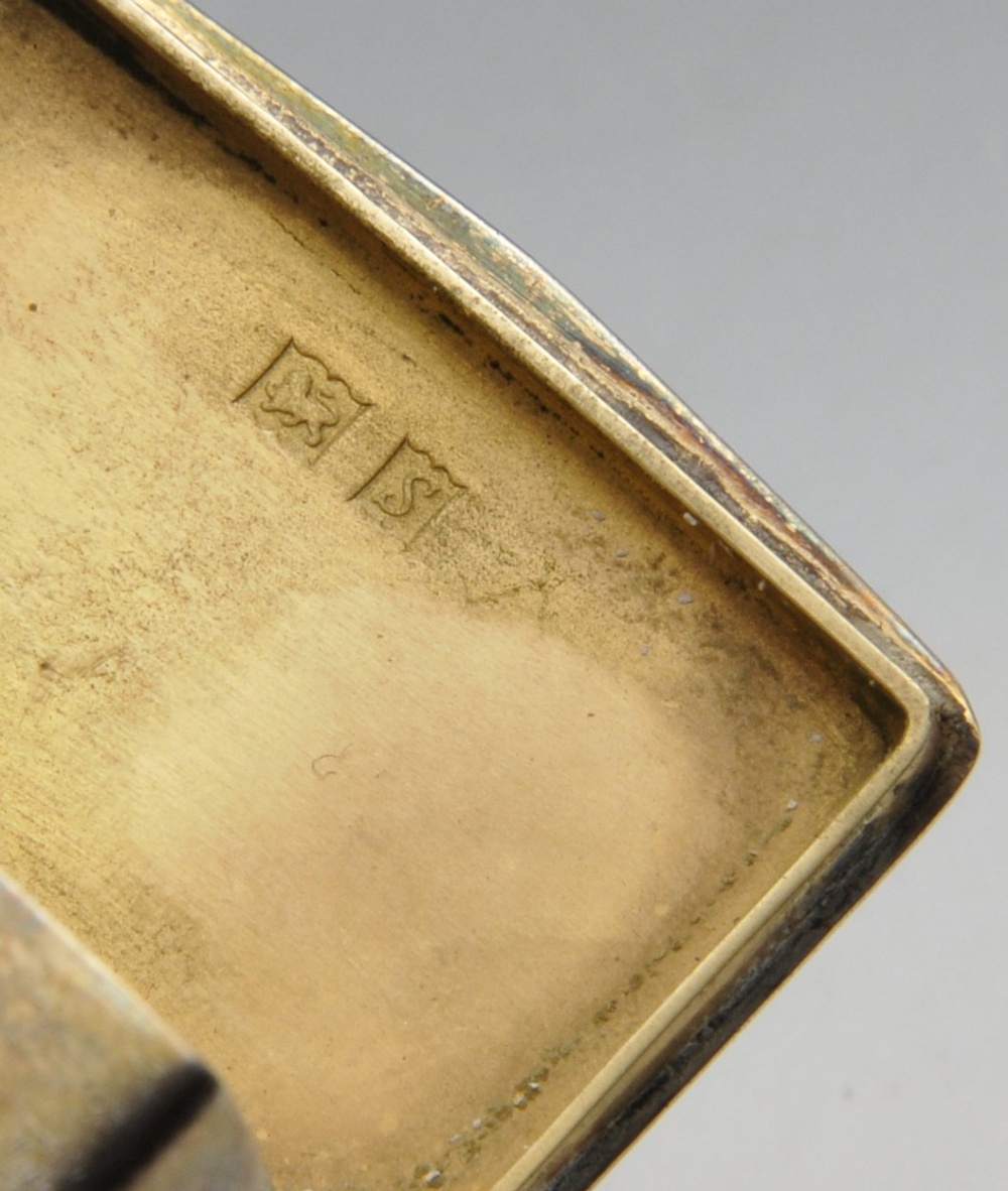 A 1960's silver-gilt small snuff or pill box, having engine-turned panel with central initialled - Image 3 of 4