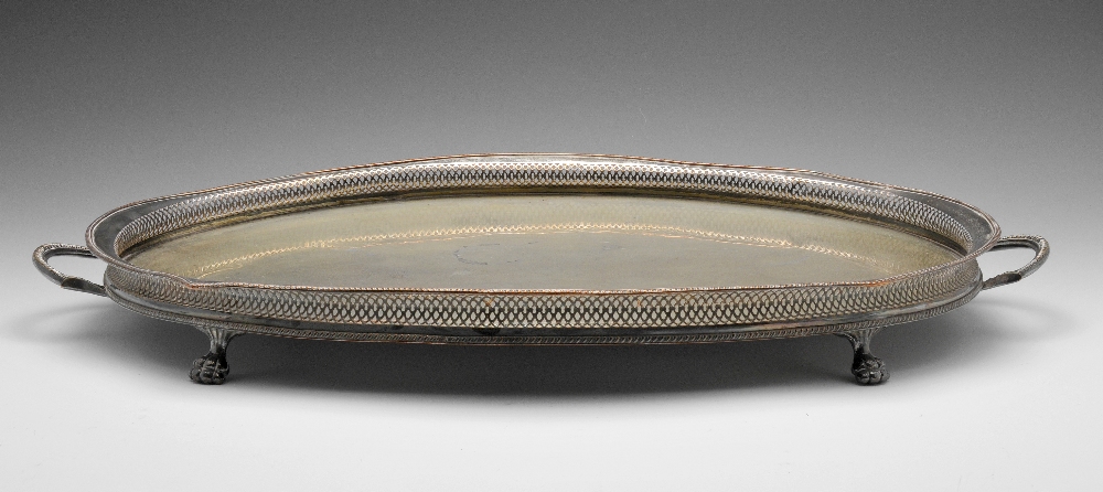 A selection of plated items to include a large oval twin-handled gallery tray, an entree dish, a