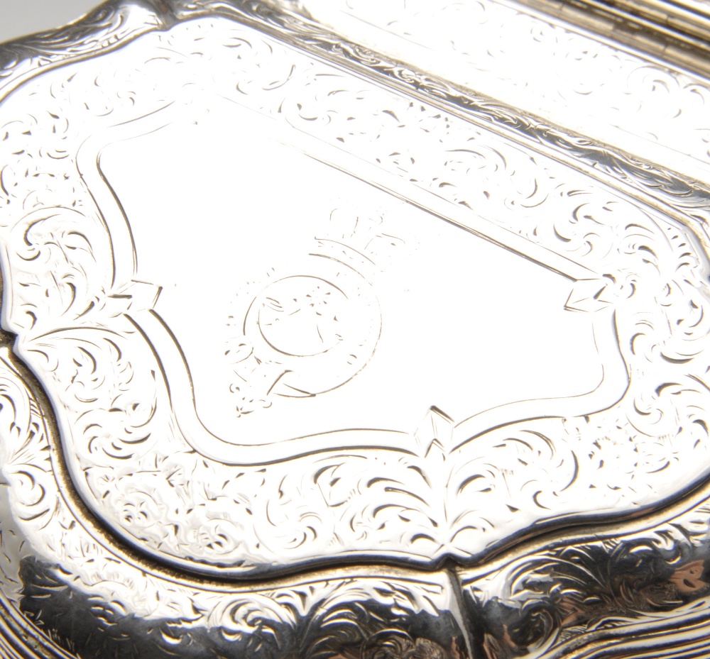 A mid-Victorian Irish silver double ended snuff box with military interest, the waisted and - Image 5 of 7