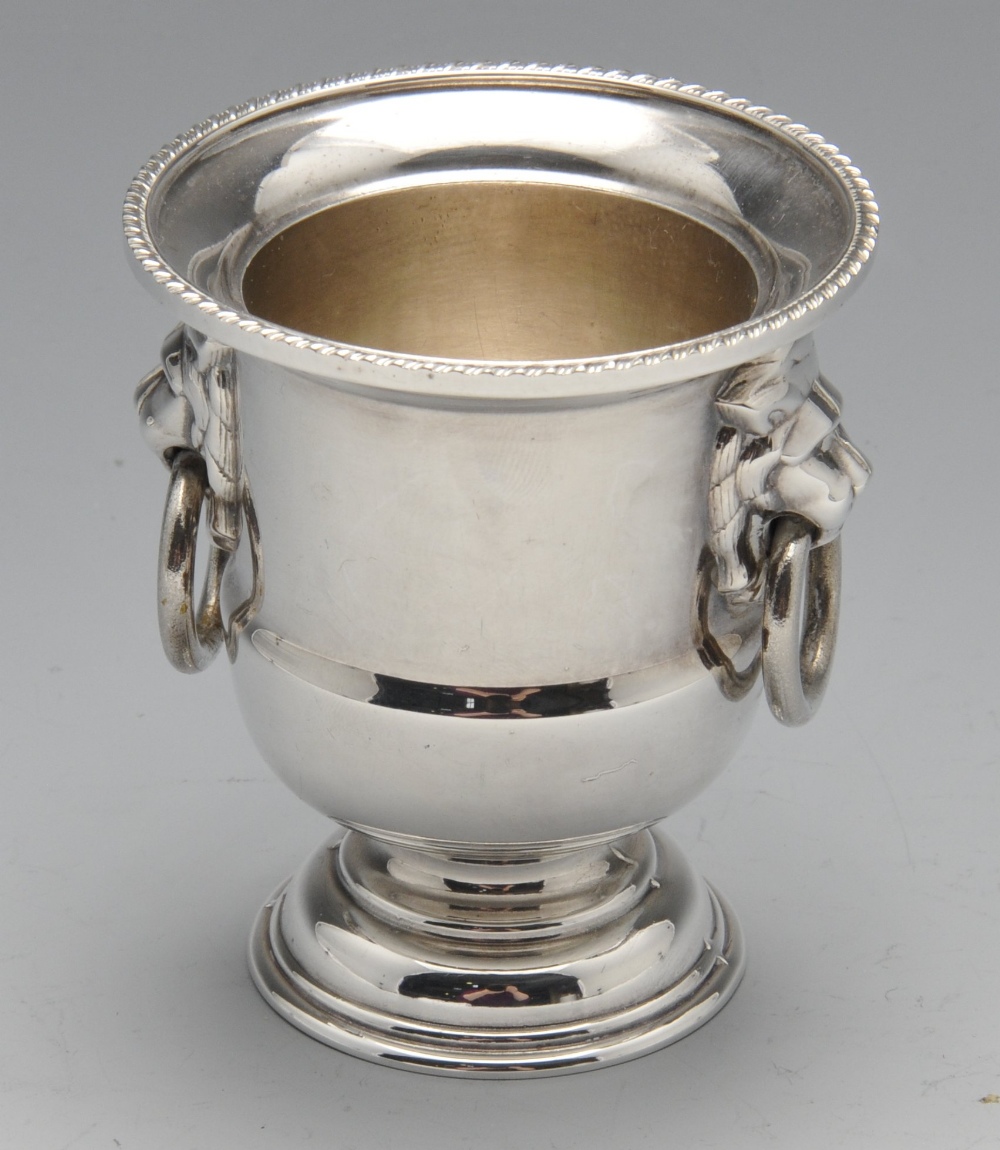 A small 1970's silver rose bowl, having twin lion mask ring handles upon a stepped footed base, - Image 6 of 8