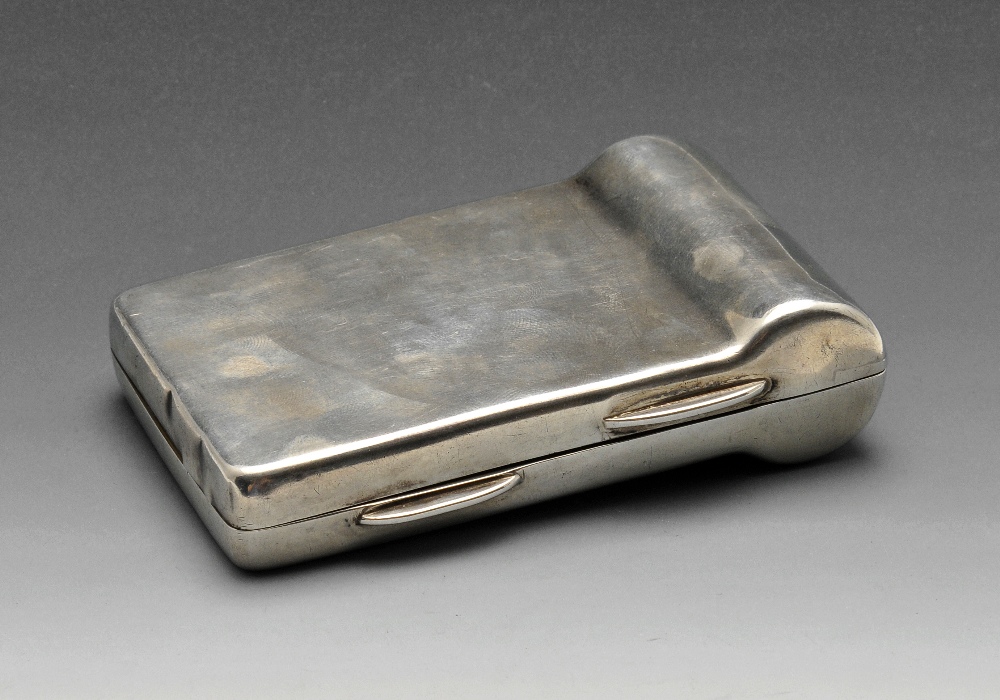 An Edwardian silver combination cigarette case, the plain hinged rectangular body conforming into