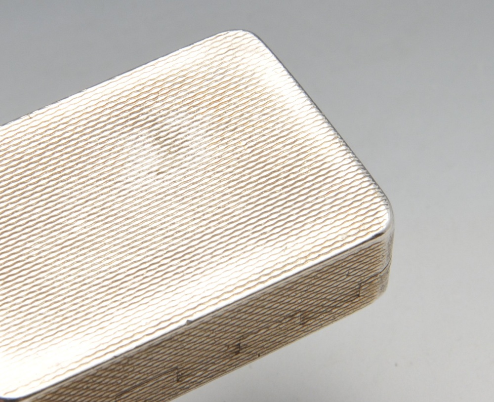 A 1960's silver small snuff or pill box, of plain rectangular form having engine-turned exterior - Image 6 of 6