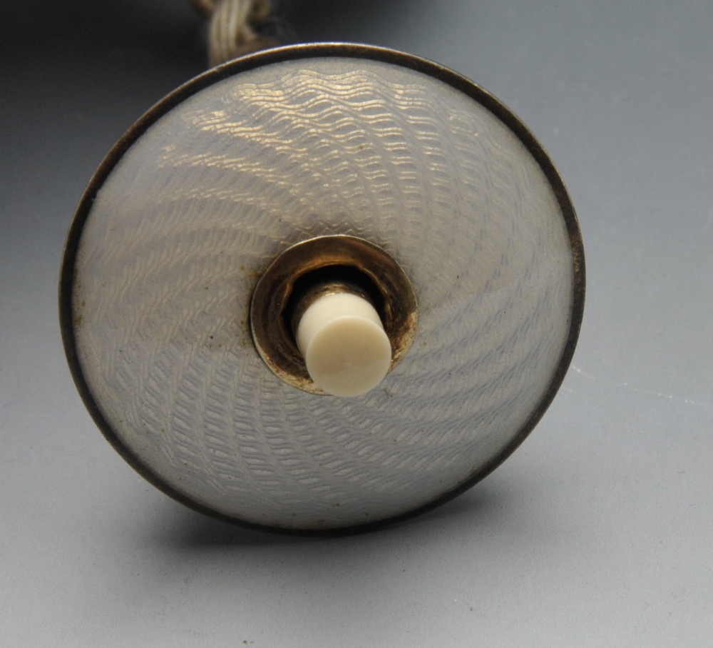 An early twentieth century electric bell pull, the flared body with ivory guilloche enamel - Image 3 of 3