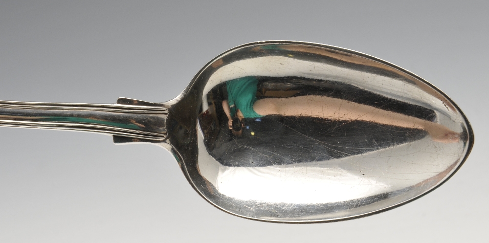 A William IV silver double struck King's pattern serving spoon with initialled terminal. - Image 7 of 8