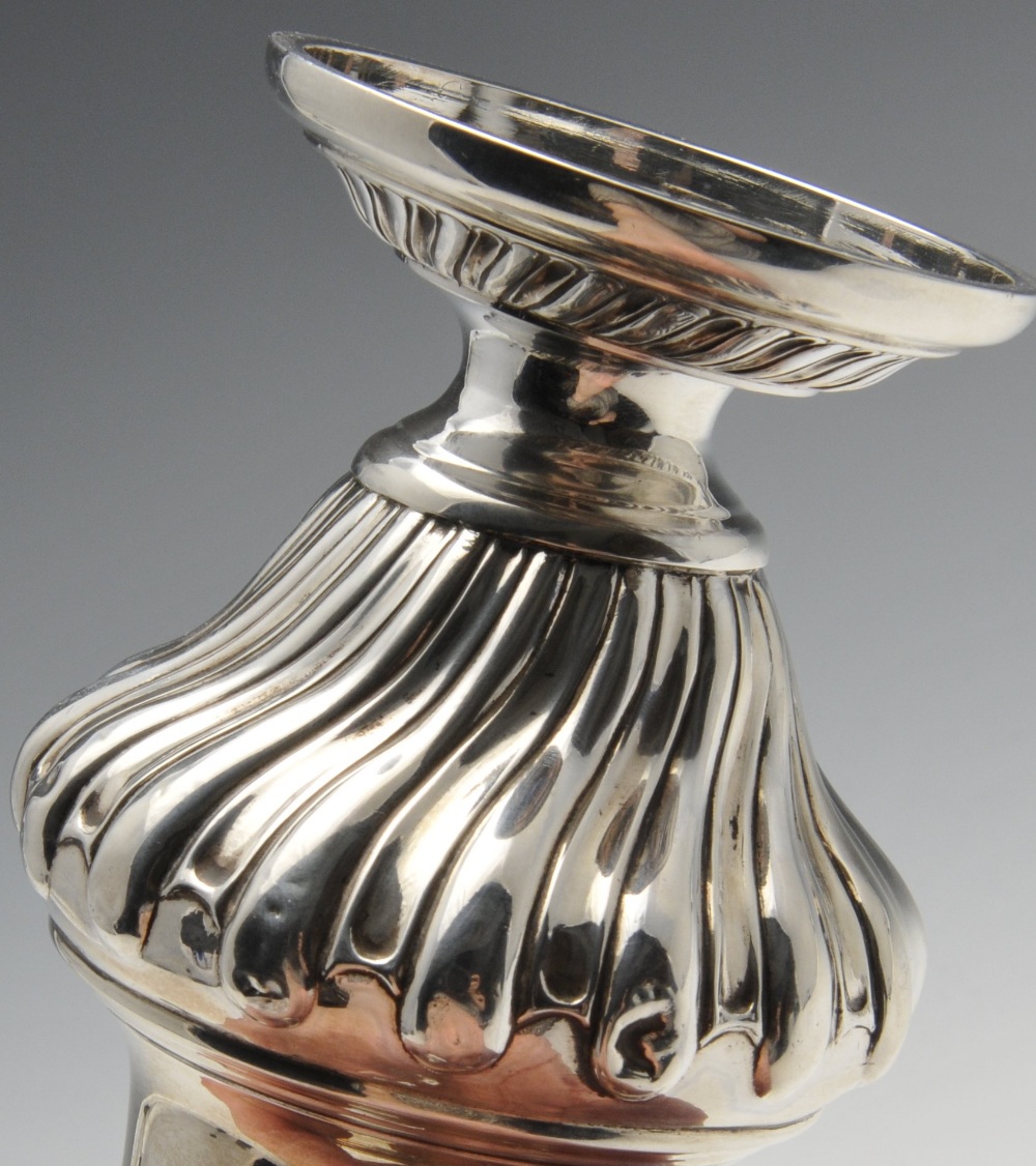 A George III silver cream jug, the bellied form with oblique and floral embossing and sparrow - Image 7 of 12