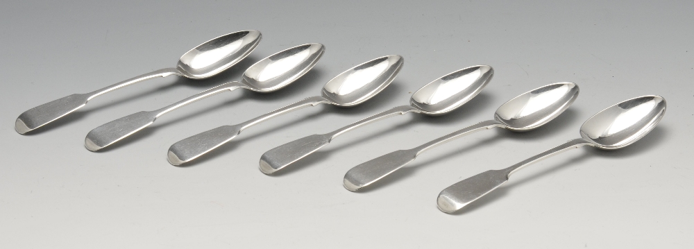 A set of six George III silver Old English teaspoons with bright-cut foliate stems and initialled - Image 4 of 6