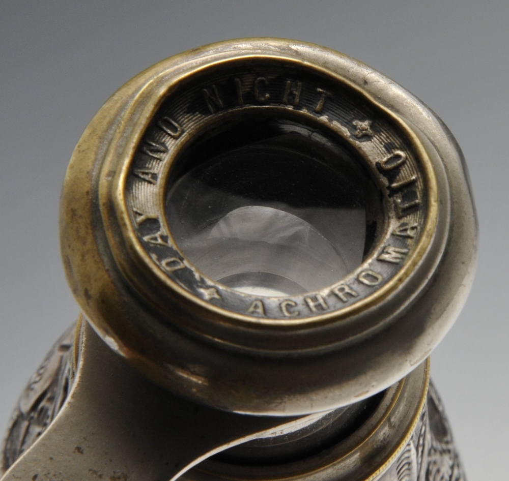 A pair of late Victorian silver mounted binoculars, the foliate barrels upon a metal body with - Image 4 of 5