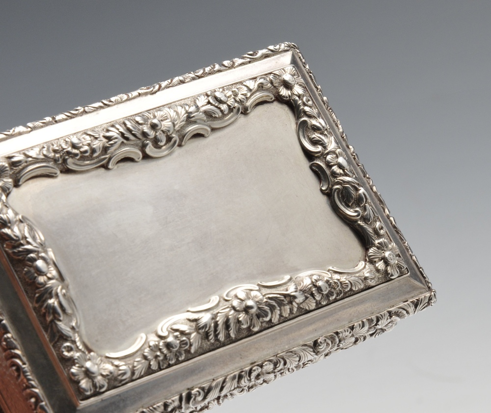 A William IV large silver snuff box by Nathaniel Mills, of rectangular form with engine-turned - Image 4 of 5