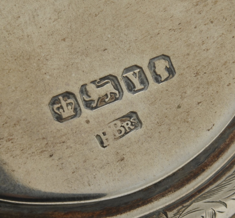 A mid-Victorian silver inkstand of shaped rectangular outline, decorated with a border of foliate - Image 6 of 13