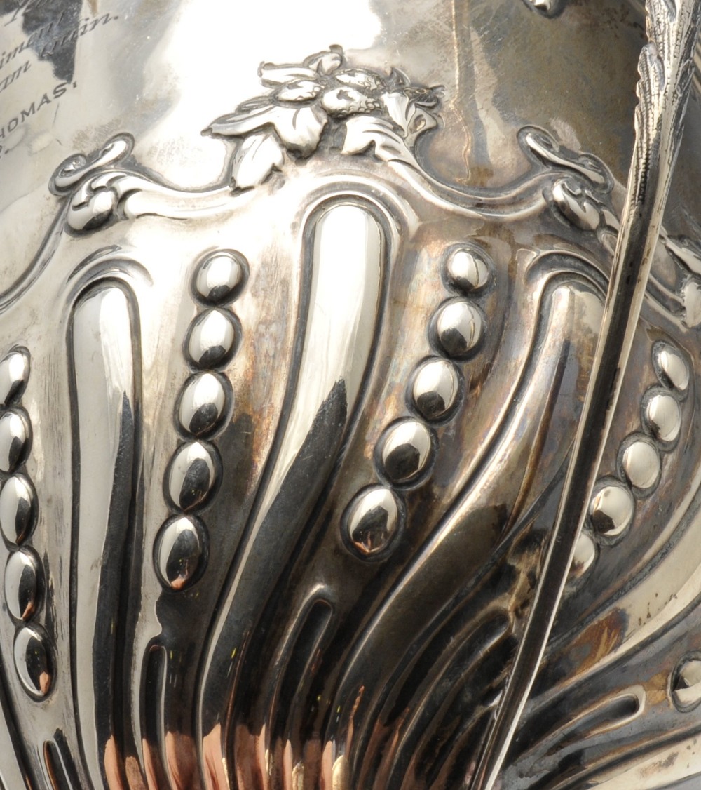 A late Victorian silver twin-handled trophy, lobed and beaded decoration to the lower body with - Image 5 of 6