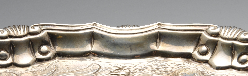 A suite of George II matched salvers, comprising a similar pair and third larger example, each of - Image 8 of 15