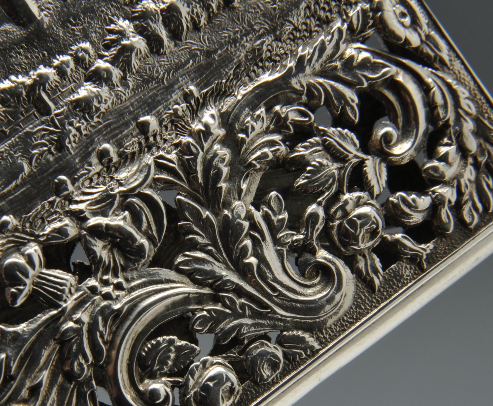 An early Victorian silver 'castle top' card case by Nathaniel Mills, decorated to the front with a - Image 8 of 8