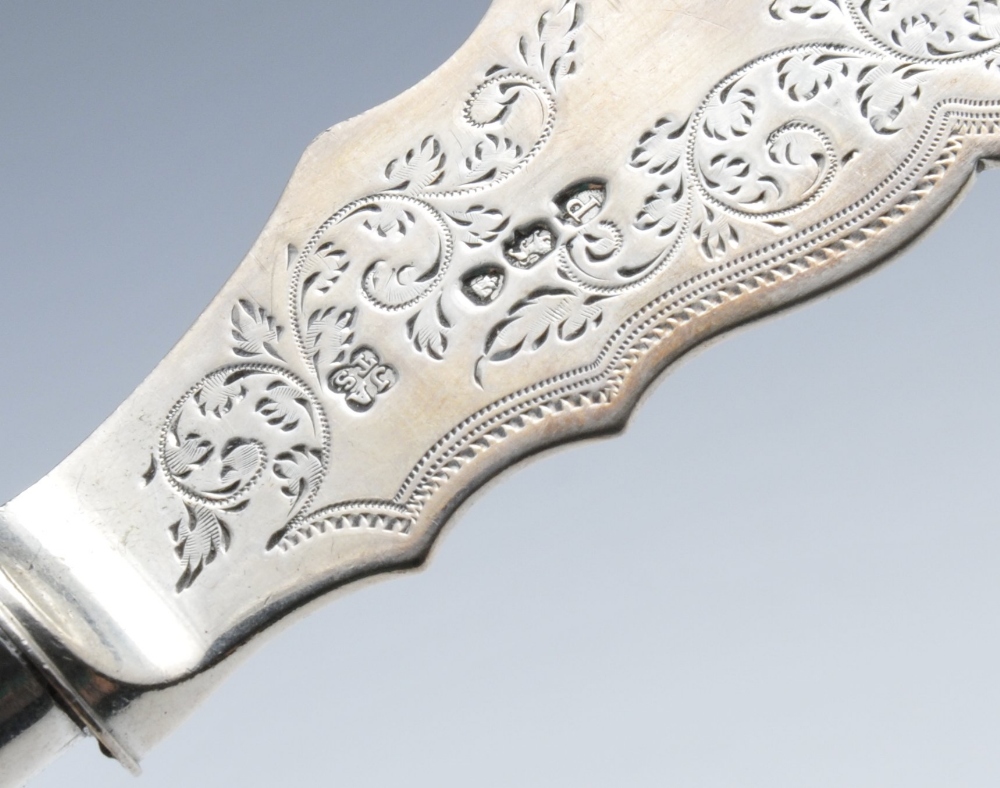 A cased pair of Victorian silver fish servers with ornate foliate scroll decoration, hallmarked John - Image 2 of 9