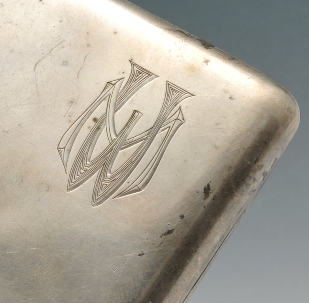 A late nineteenth century Russian silver cigarette case, the oblong form florally engraved with - Image 5 of 6