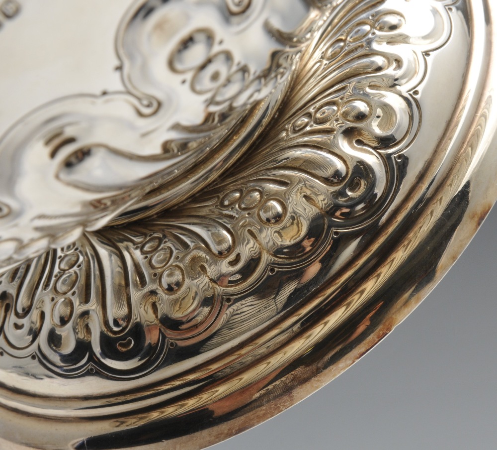 A late Victorian silver rose bowl, the circular form with wrythen fluted body interspersed with - Image 8 of 9