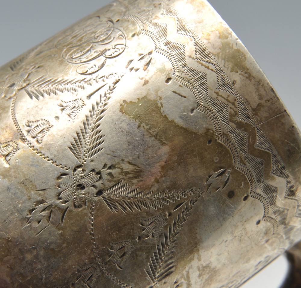 A 1920's silver christening mug with floral swag decoration and initial engraving, hallmarked Joseph - Image 3 of 8