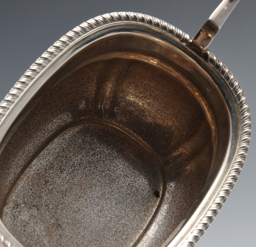 A modern silver three piece silver tea service, the oval bodies with lobed corners, gadrooned - Image 6 of 8