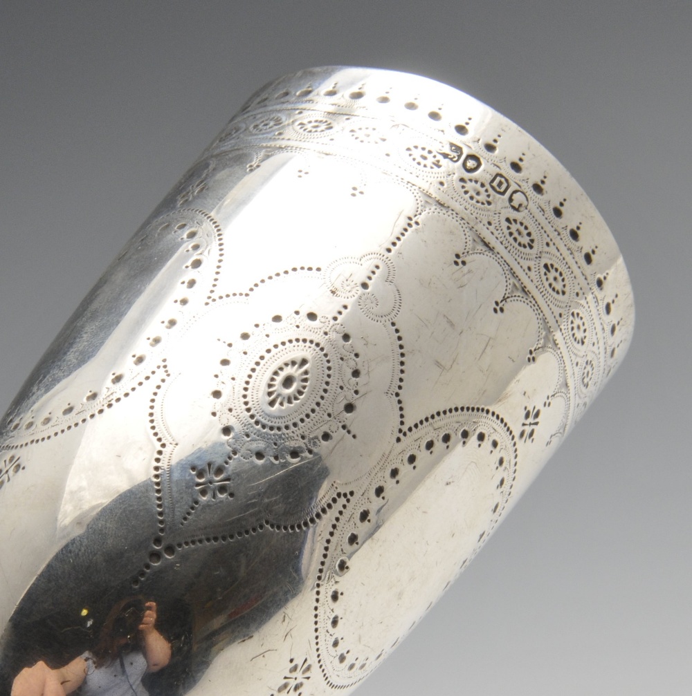 A mid-Victorian silver goblet, decorated with alternate lobed and oval panels above pendant drops, - Image 3 of 7