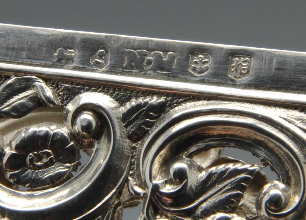 An early Victorian silver 'castle top' card case by Nathaniel Mills, decorated to the front with a - Image 2 of 8